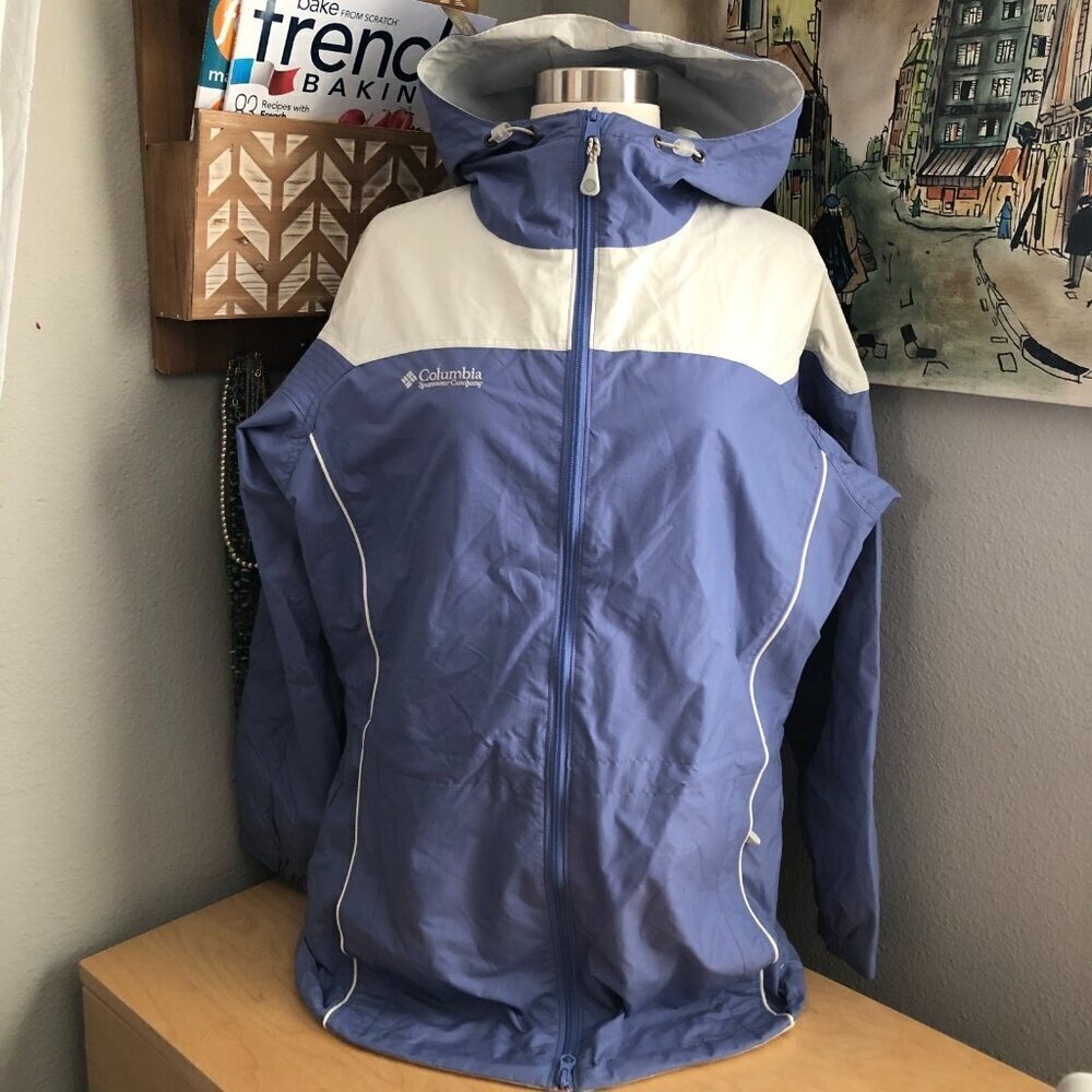 Columbia Womens Purple Zip Hooded Windbreaker M Lightweight Gorpcore Active